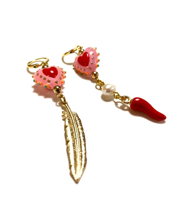 roze hartjes oorbellen roze hartjes oorbellen