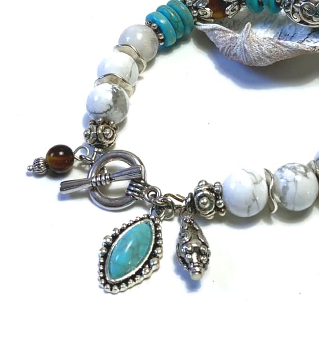 Turquoise Bedel Armband met Tijgeroog in zilver 2