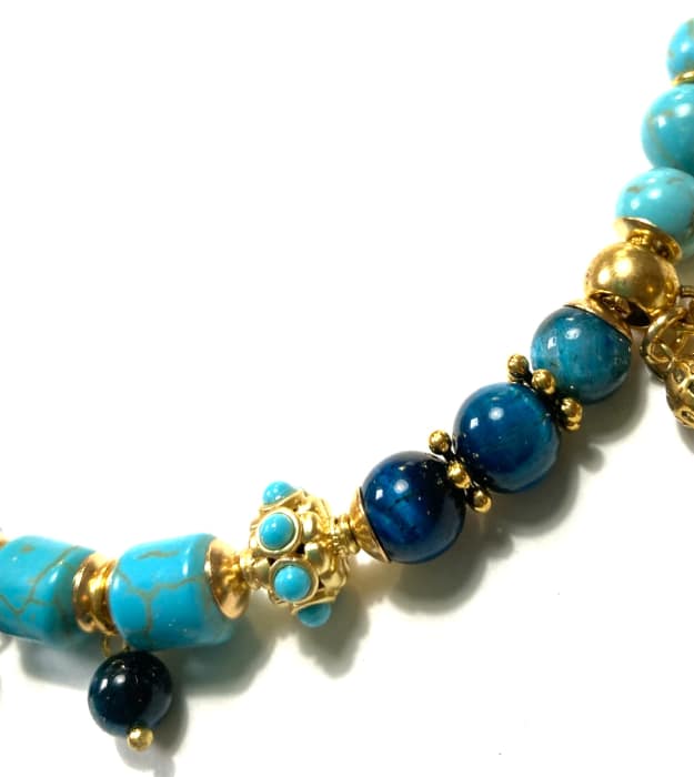 Handgemaakte Blauwe Ketting met Halfedelstenen in goud - Afbeelding 5