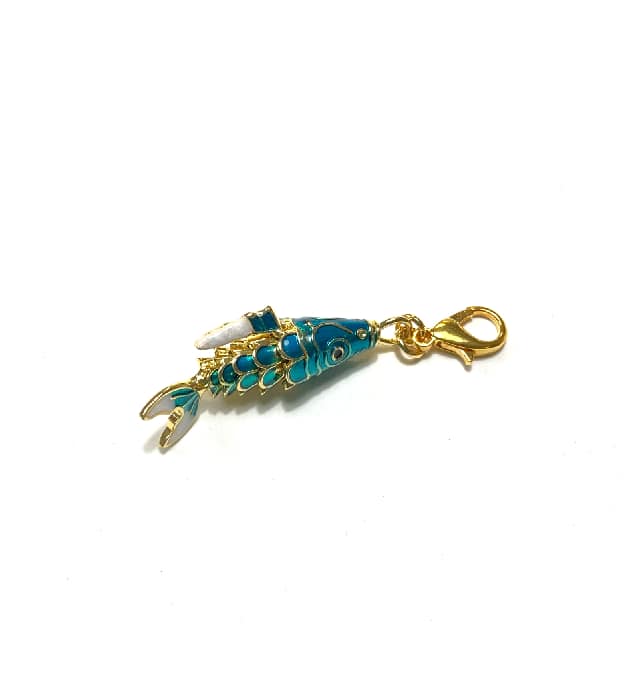 Vergulde vis hanger turquoise
