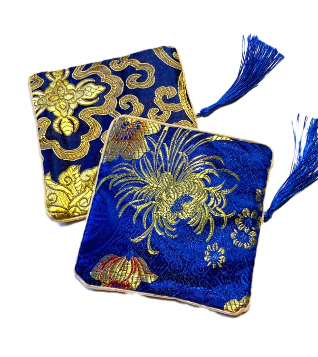 Blauw Sieraden etui van brokaat satijn