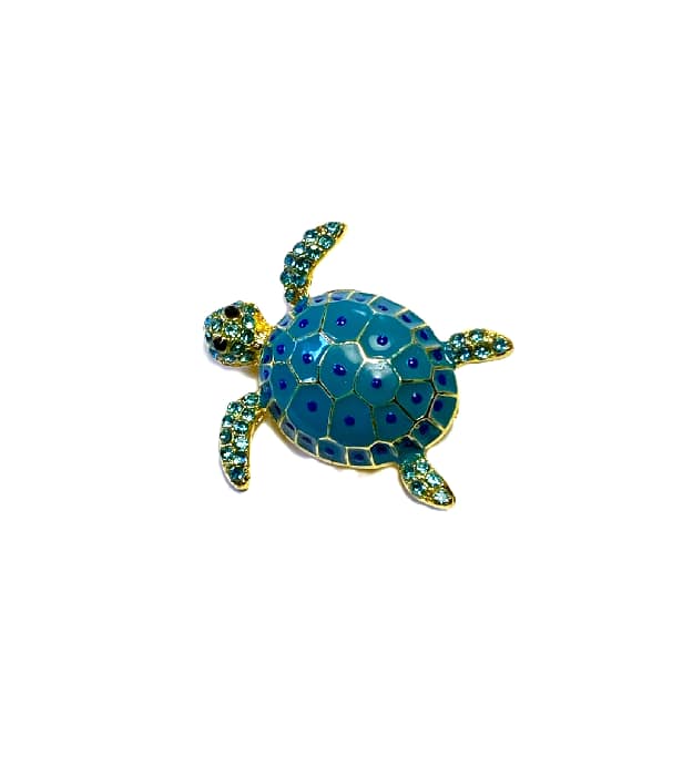 Turquoise met Blauwe Schildpad Broche - Afbeelding 2