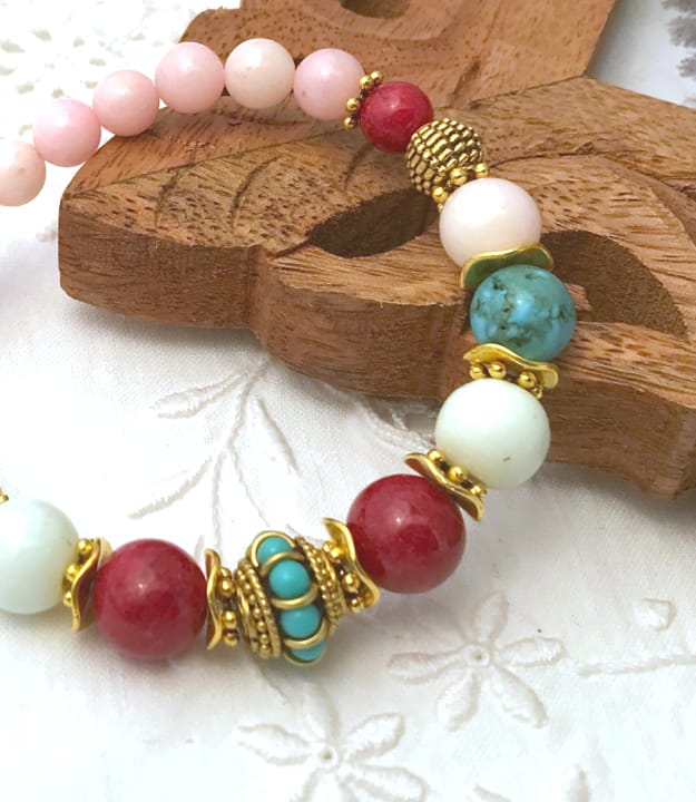Meerkleurige Boho Stretch Armband met Halfedelstenen - Afbeelding 2